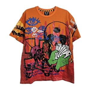 Lethal Lifestyle T-Shirt Men's Sm Orange Graffiti Skull Hip Hop Street Wear NWOT